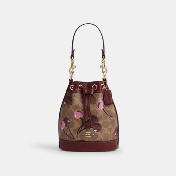 Mini Bucket Bag Cherry Print