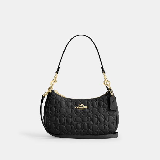 Teri Shoulder Bag mit Soft Leather in schwarz